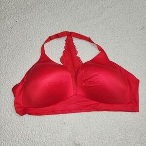 Aerie Real Sunnie Wireless Bra Red, Women Size 36D,Lace Strappy‎ Back Adjustable